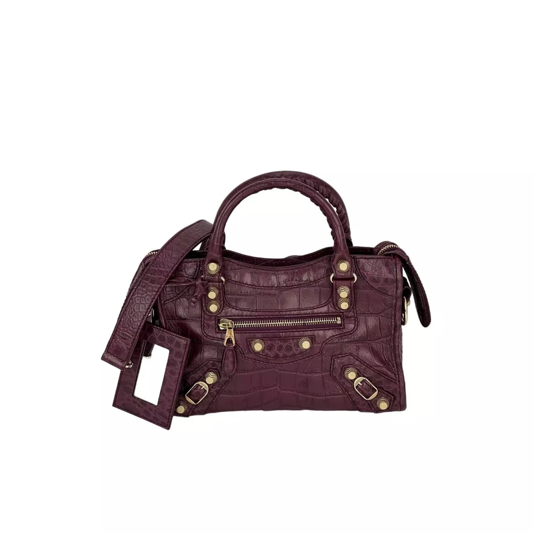 Balenciaga Giant 12 Crocodile Embossed mini City Purple Shoulder Crossbody Bag (1 of 12)