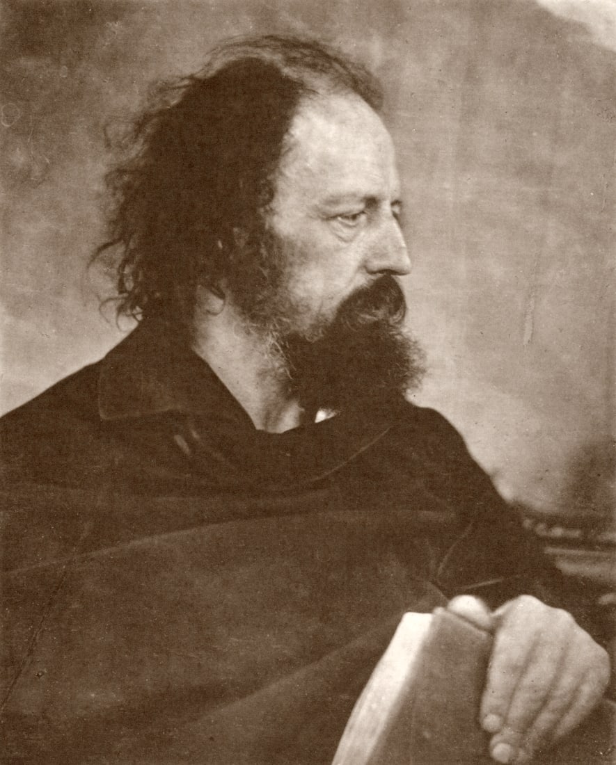JULIA MARGARET CAMERON - Lord Alfred Tennyson: Artist: Julia Margaret Cameron Title: Lord Alfred Tennyson Medium: Photo Litho, 1973, England Dimensions: 6.9x8.6" Description: Heat Wax Mounted on 11x14" Conservation Board Artist Bio: Julia Margaret