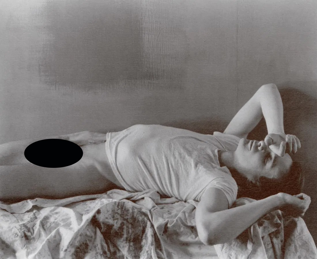 GEORGE PLATT-LYNES - Male Figure in Bed: Artist: George Platt-Lynes Title: Male Figure in Bed Medium: Photo Litho, 1989, Spain Dimensions: 7.2x5.9" Description: Heat Wax Mounted on 8.5x11" Conservation Board Artist Bio: George Platt Lynes wa