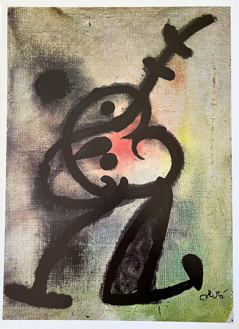 Joan Miro Derriere le Miroir DM16231 Femme Oiseau 1978: Title: Femme Oiseau – DM16231 Artist: Joan Miro Country: Spain Medium: Offset Marks: Not signed not numbered Paper Size: Vellum paper 15 x 11 inch Published: 1978 in France Provenance: Der