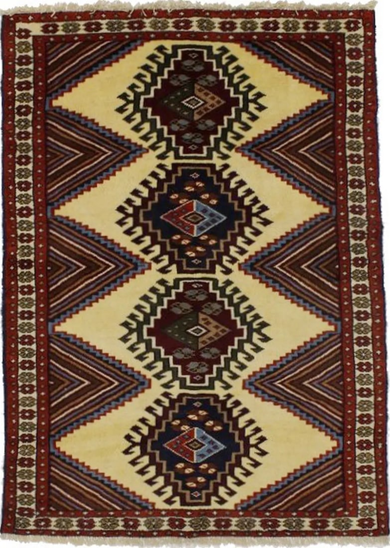 Cream Tribal 4X6 Ghoochan Persian Rug (1 of 16)