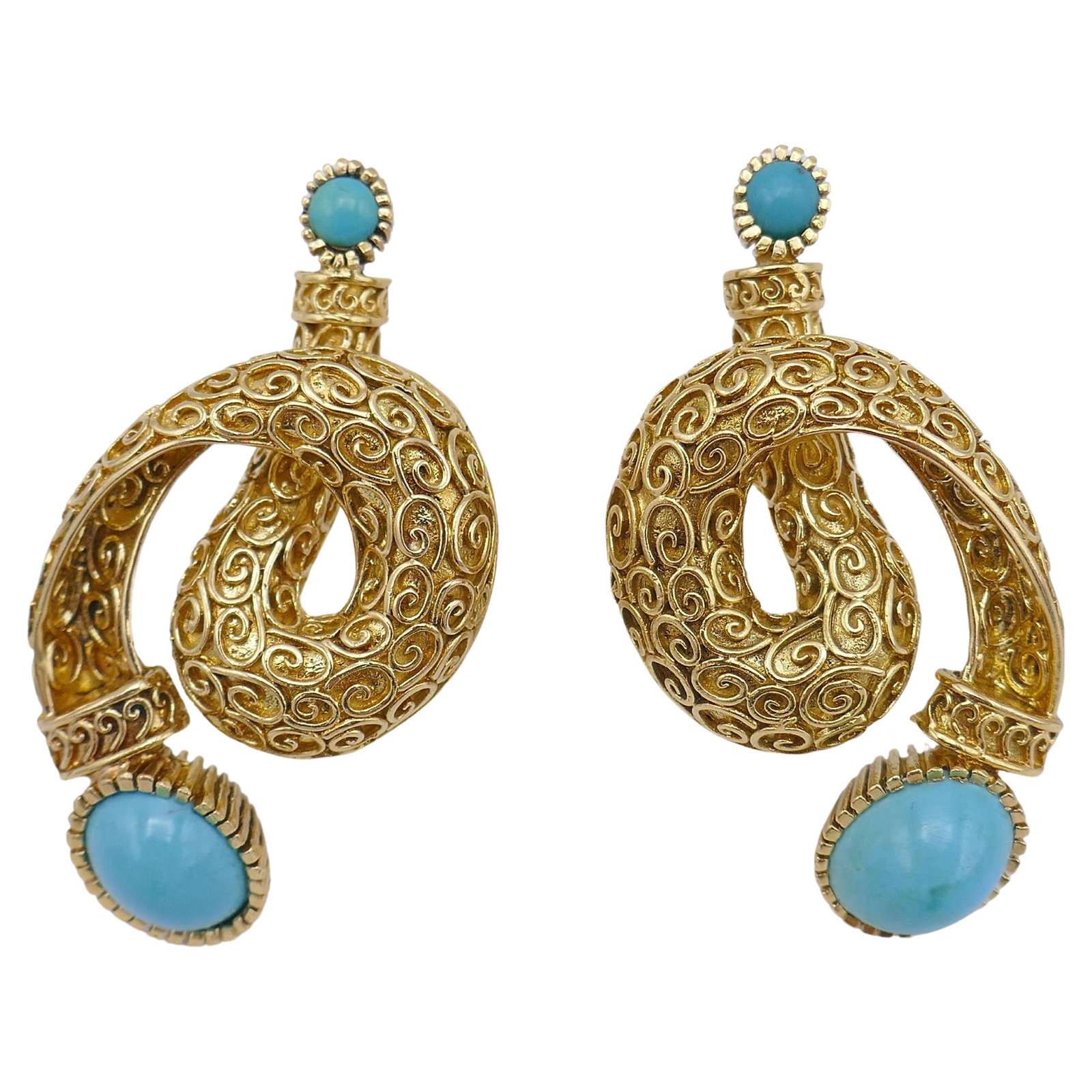 Ilias Lalaounis Vintage Cabochon Turquoise Gold Clip-On Earrings (1 of 20)