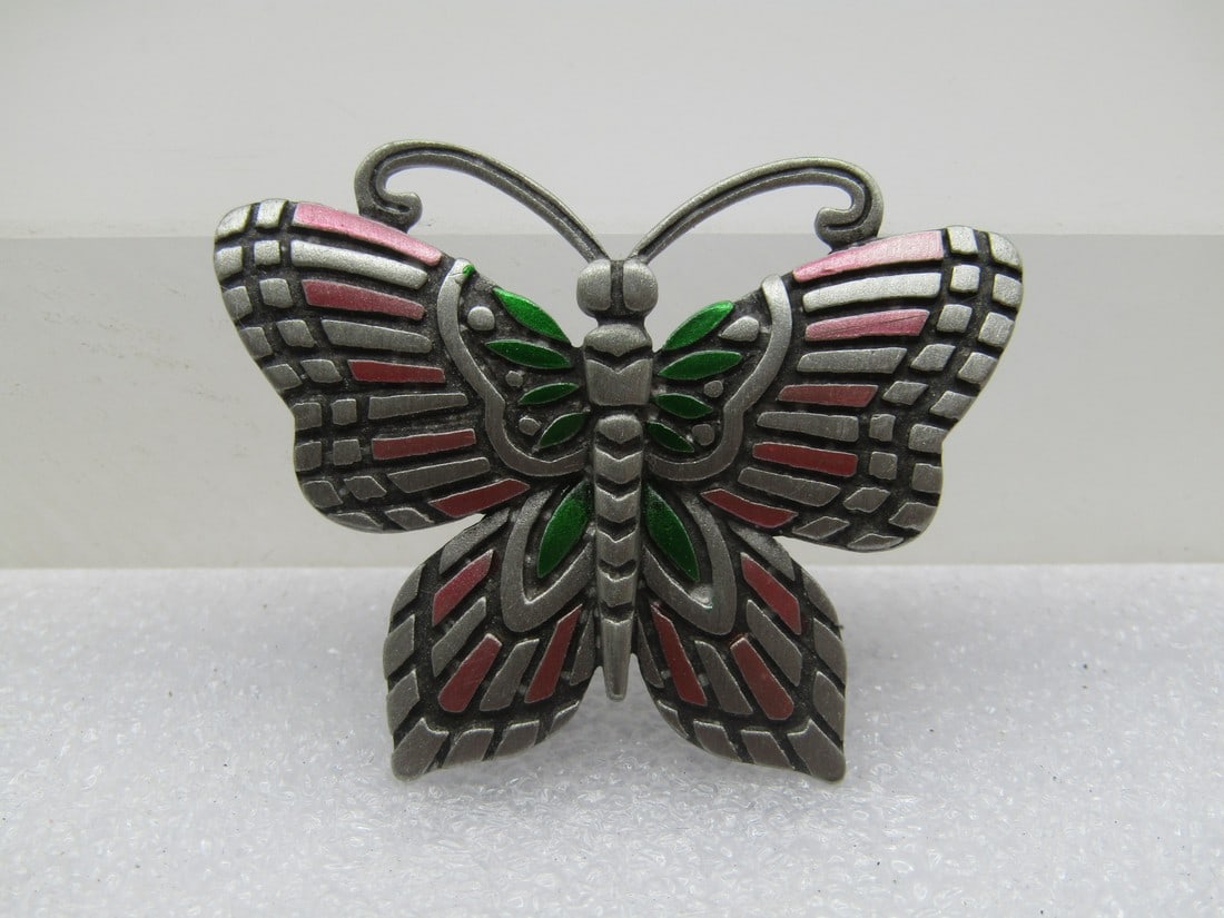 Vintage J.J. Enameled Butterfly Brooch, 1970's-1980's. (1 of 5)