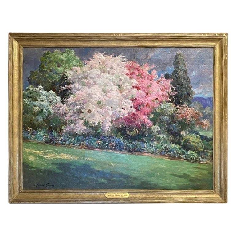 Abbott Fuller Graves, Oil on Canvas, Spring Garden, Kennebunkport, Christies NYC: Abbott Fuller Graves, Oil on Canvas, Spring Garden, Kennebunkport, Christies NYC An original oil on canvas by this wonderful American painter and Illustrator. This finely framed oil on canvas is in sp