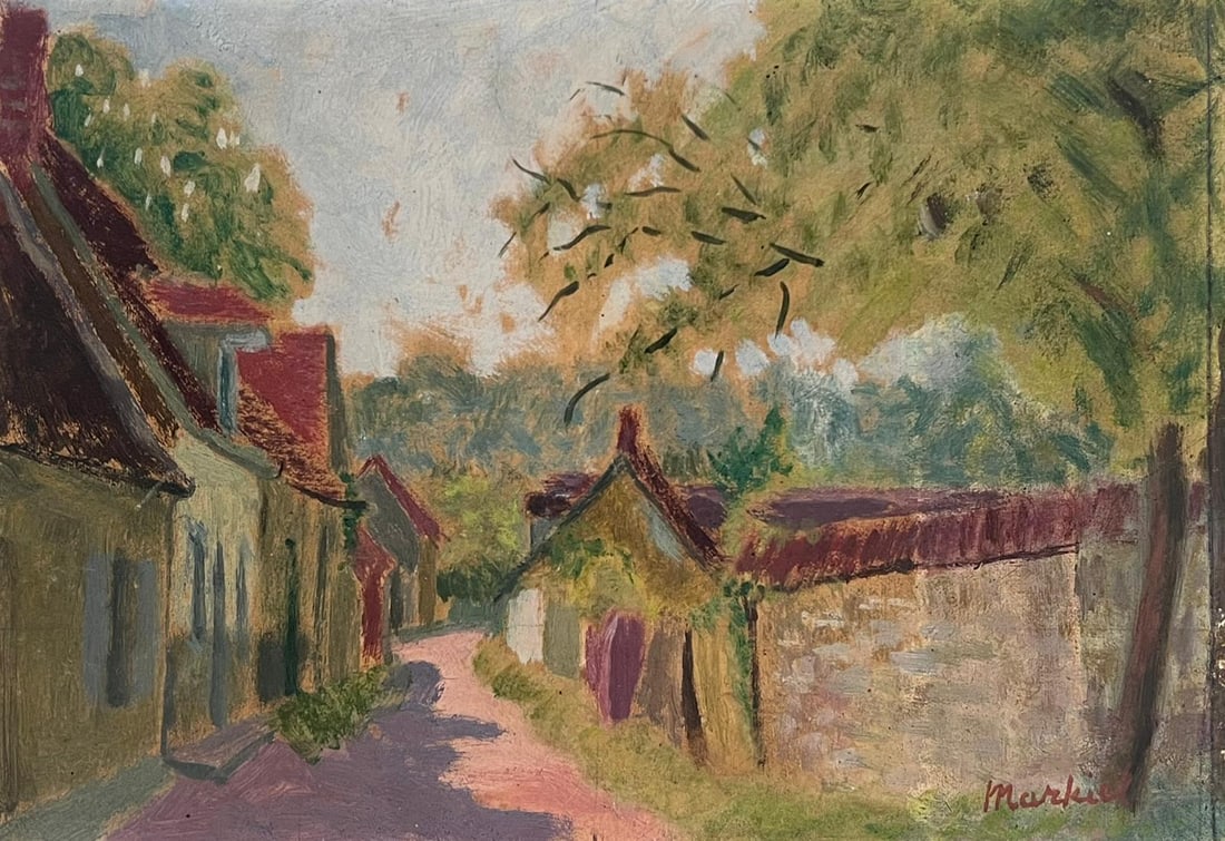 20th Century French Landscape Impressionist Scene Signed Oil Painting Village (1 of 18)
