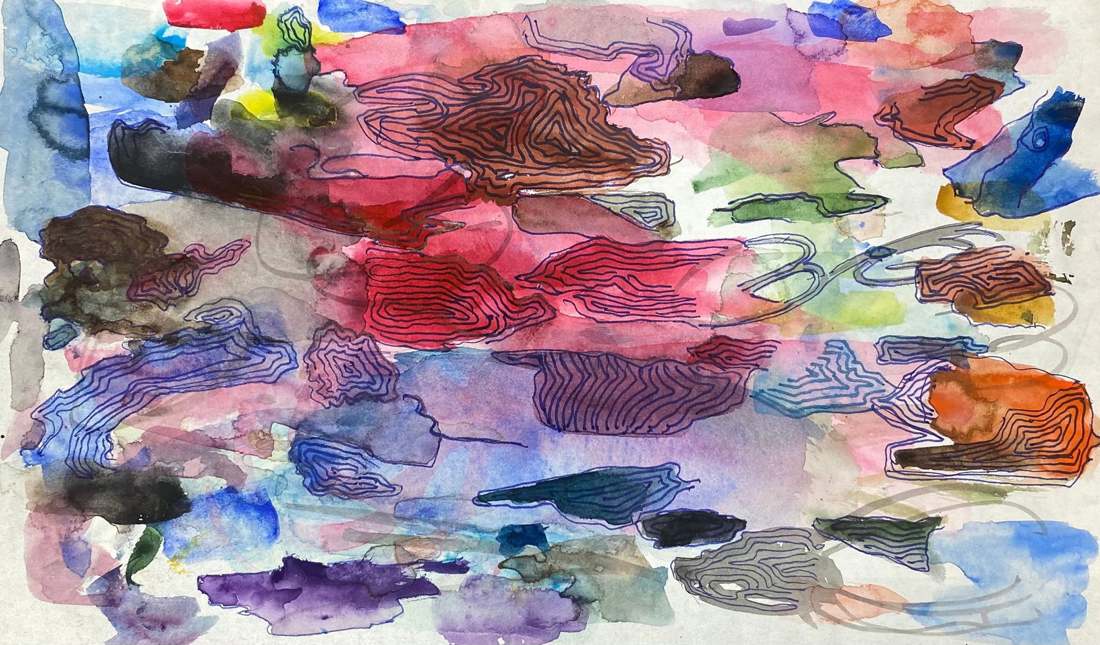 Colourful Abstract, French Expressionist Original Oil Painting c.1980s (1 of 19)