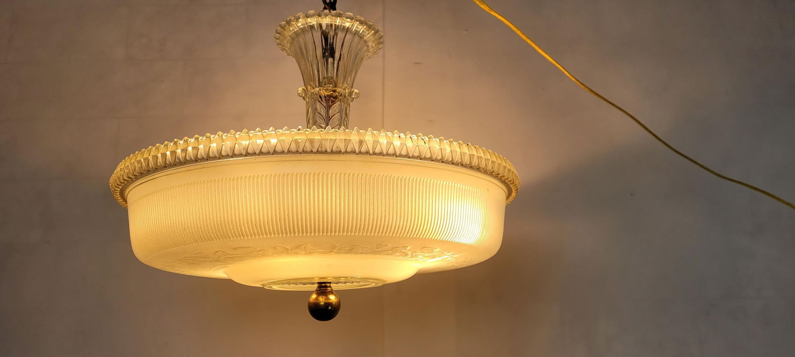 Vintage Art Deco Ceiling Light Large Shade 4 light Chandelier Fixture Antique Hanging Pendant (1 of 10)