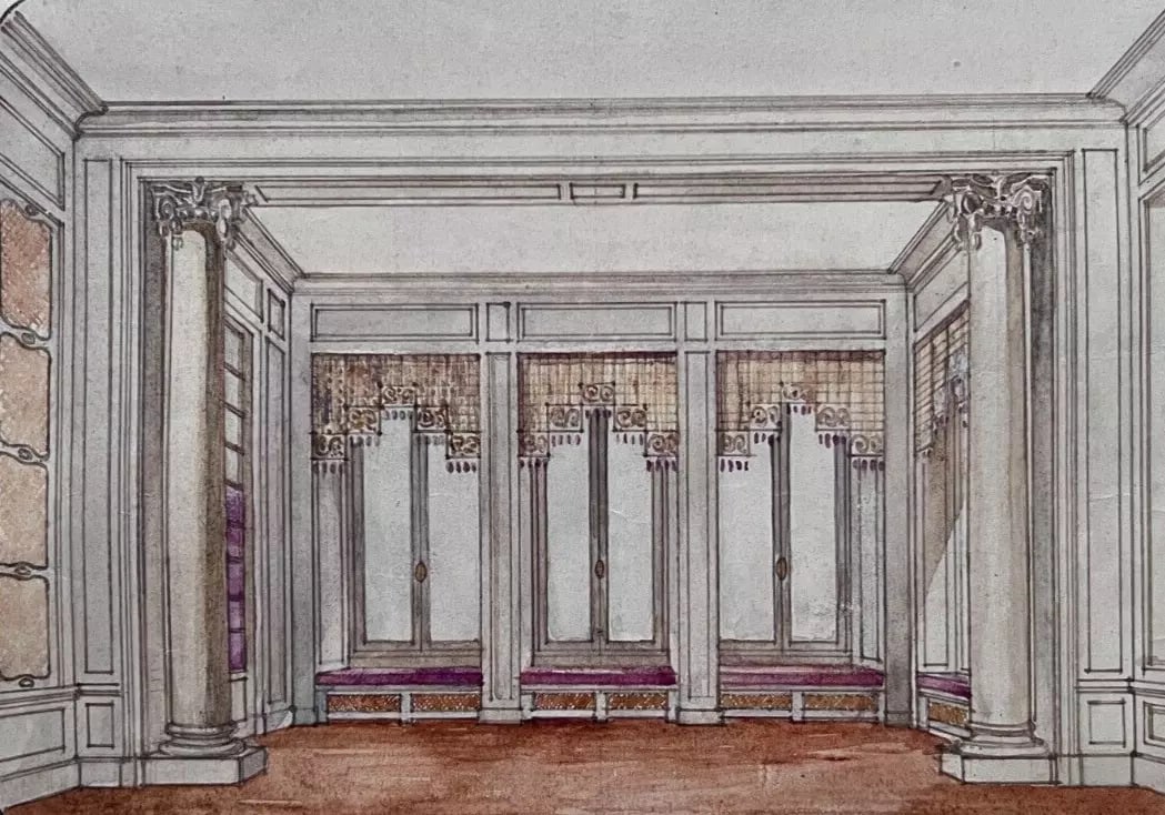 Antique Original Drawing Architecture Salon Design, House (1 of 8)