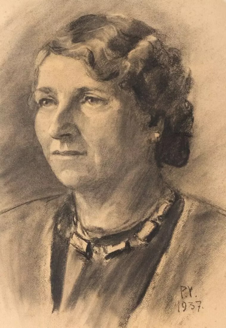 Modern Vintage Drawing Original Denis Fernand PY (1887-?) Woman Portrait (1 of 8)