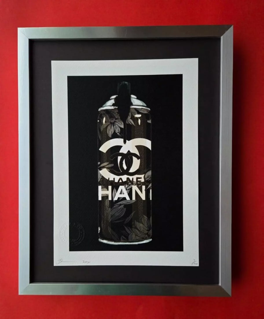 Death NYC | Hand Signed Original Pop Art Print MY CHANEL SPRAY GRAFFITI #8 COA: Up for Sale this Beautiful and Scarce Print by Pop Art Graffiti Master Artist Death NYC Hand Signed in Pencil Numbered X/100 or Artist Proof This piece is mounted on a 14 x 11 in. black acid free blac