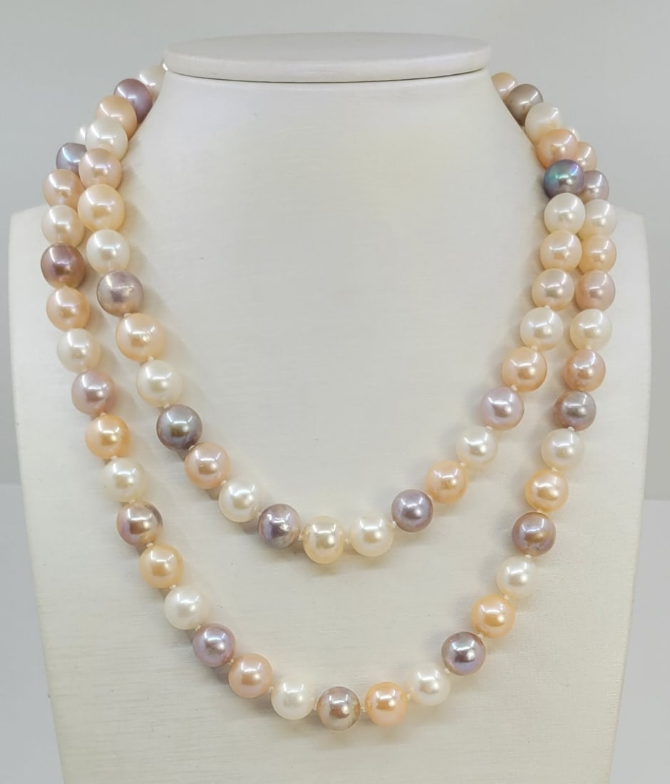 Necklace 10x11mm Multi Color Edison Pearls - 925 Silver: Title: Necklace 10x11mm Multi Color Edison Pearls - 925 SilverDescription: Most freshwater pearls are nucleated by tissue, but Edison cultured pearls are nucleated with beads, exactly as saltwater pea