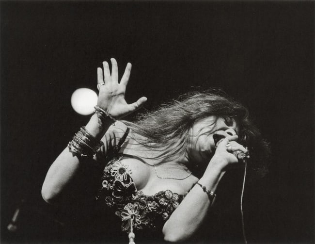 DAVID GAHR - Janis Joplin, 1968: Artist: David GahrTitle: Janis Joplin, 1968Medium: Photo Litho, 2009, SingaporeDimensions: 7.7x5.95"Description: Heat Wax Mounted on 8.5x11" Conservation Board