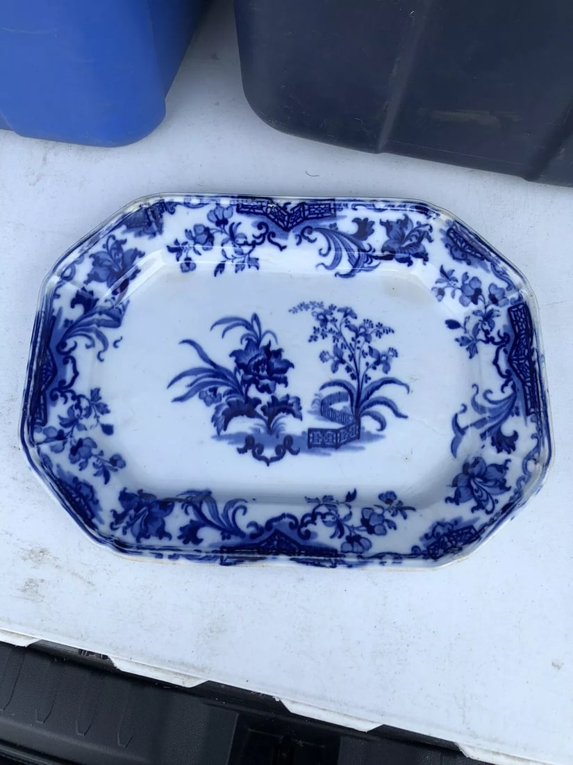 Carlton Flow Blue Platter: It measures 12 1/4” x 9 3/8” and is marked. It has no chips,cracks or repairs Shipping: Domestic: Flat-rate of $15.00 to anywhere within the contiguous U.S. International: Foreign shipping