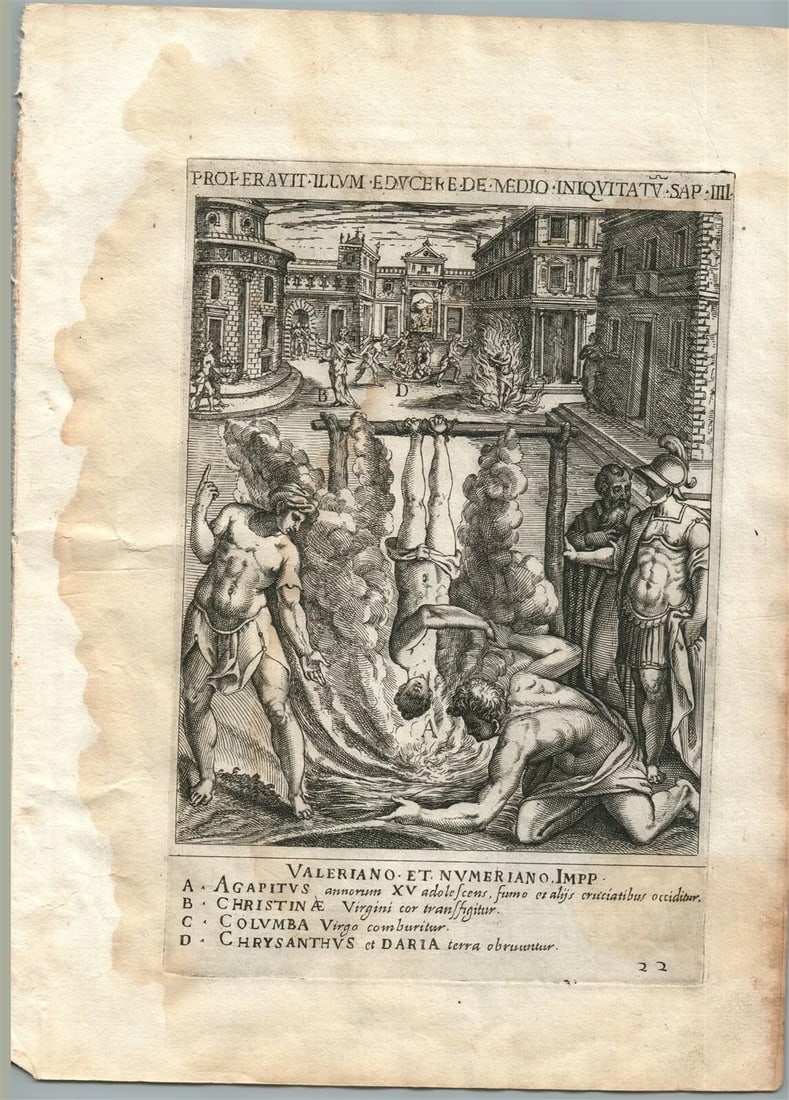 1585 ENGRAVING MARTYRDOM SCENE by CAVALIERI Ecclesiae militantis triumphi # 22 (1 of 2)