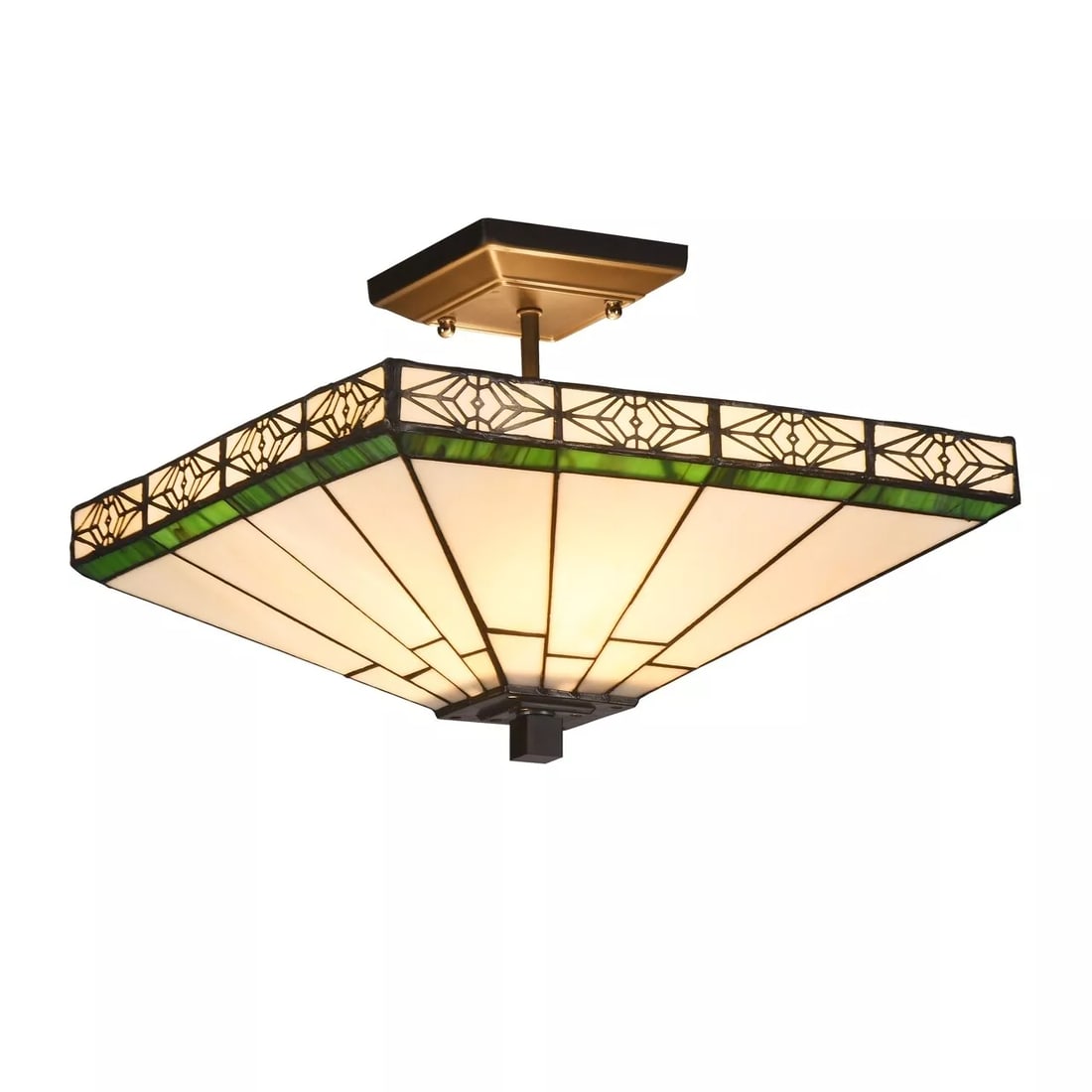 14" Mission Stained Glass Semi Flush Ceiling Uplight (1 of 3)