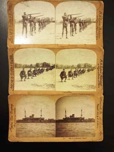 Three Stereoviews Military Battleship Texas (1 of 2)