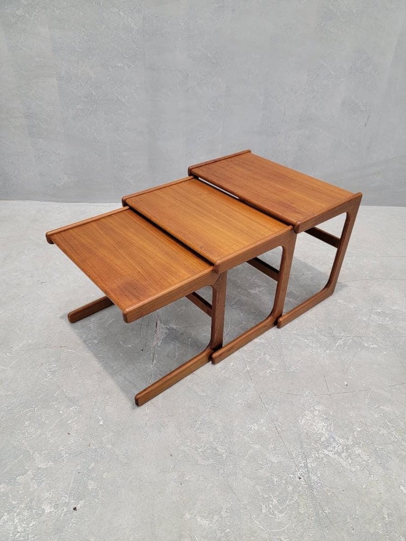Mid Century Modern Danish Teak Nesting Tables by Salin Nyborg Møbler - Set of 3 (1 of 8)