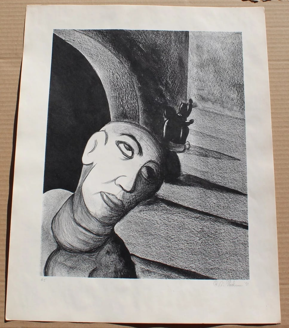RICHARD FLORSHEIM Hand Signed Lithograph Or Seek in Prayer Edition of 30 1951 (1 of 4)