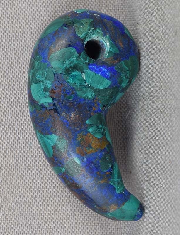 19c Japanese malachite & azurite MAGATAMA bead (1 of 5)
