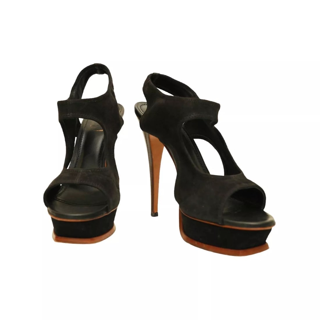 Yves Saint Laurent YSL black Suede Sandals platform Slingback Heels size 40 (1 of 10)