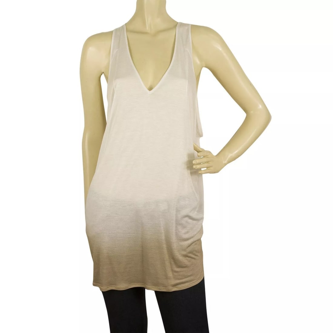 Helmut Lang White Beige Degrade Viscose Long Blouse Tank Sleeveless Top Size S (1 of 5)