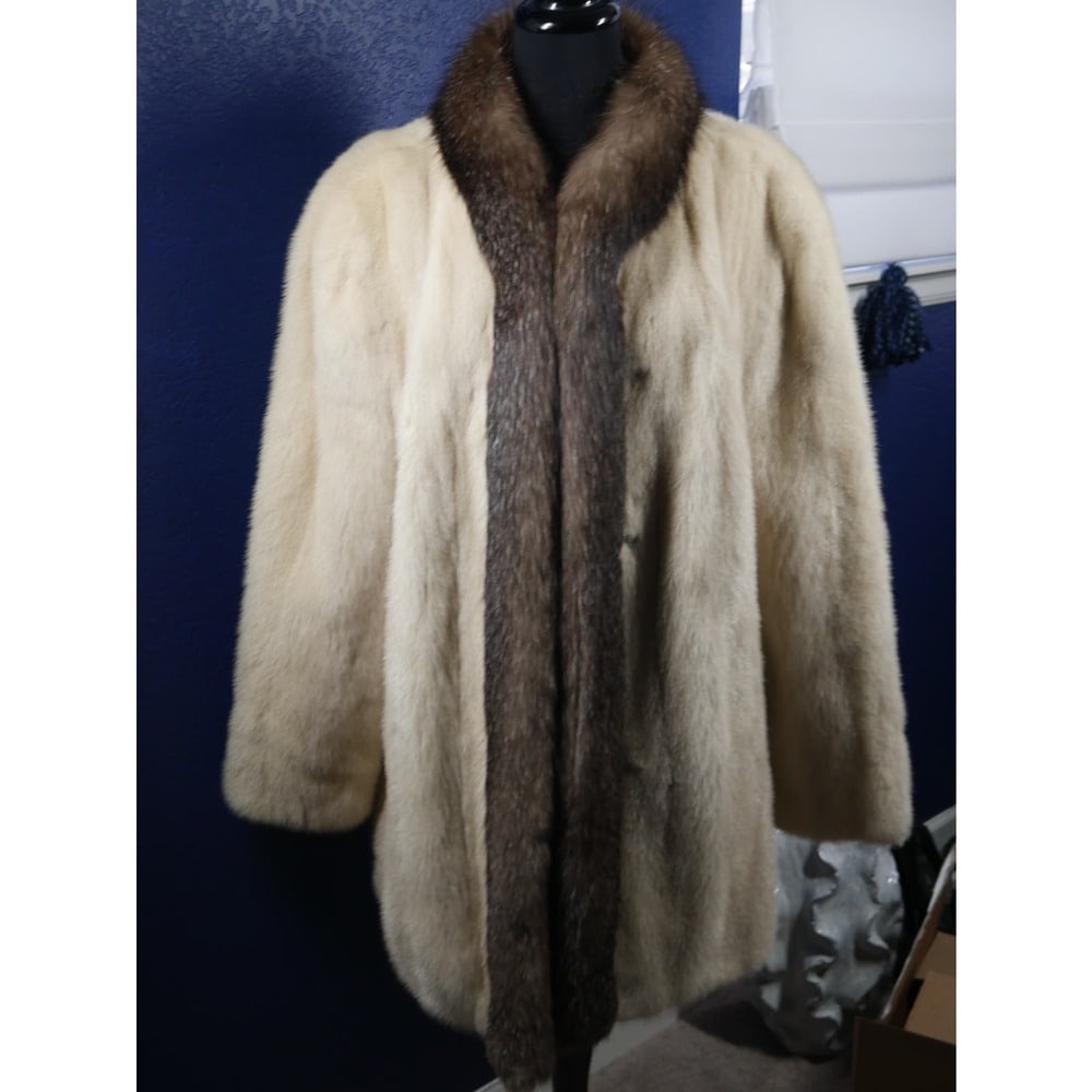Gorgeous Pearl Mink & Indigo Fox Fur Stroller Coat XL PLUS (1 of 5)