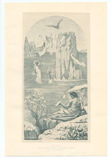 Pierre Puvis de Chavannes lithograph "Eschyle": Medium: lithograph (after the painting). Executed by William Thornley after Puvis de Chavannes and published in Paris in 1896 by Gazette des Beaux-Arts. This impression is printed in a lovely blue-gra