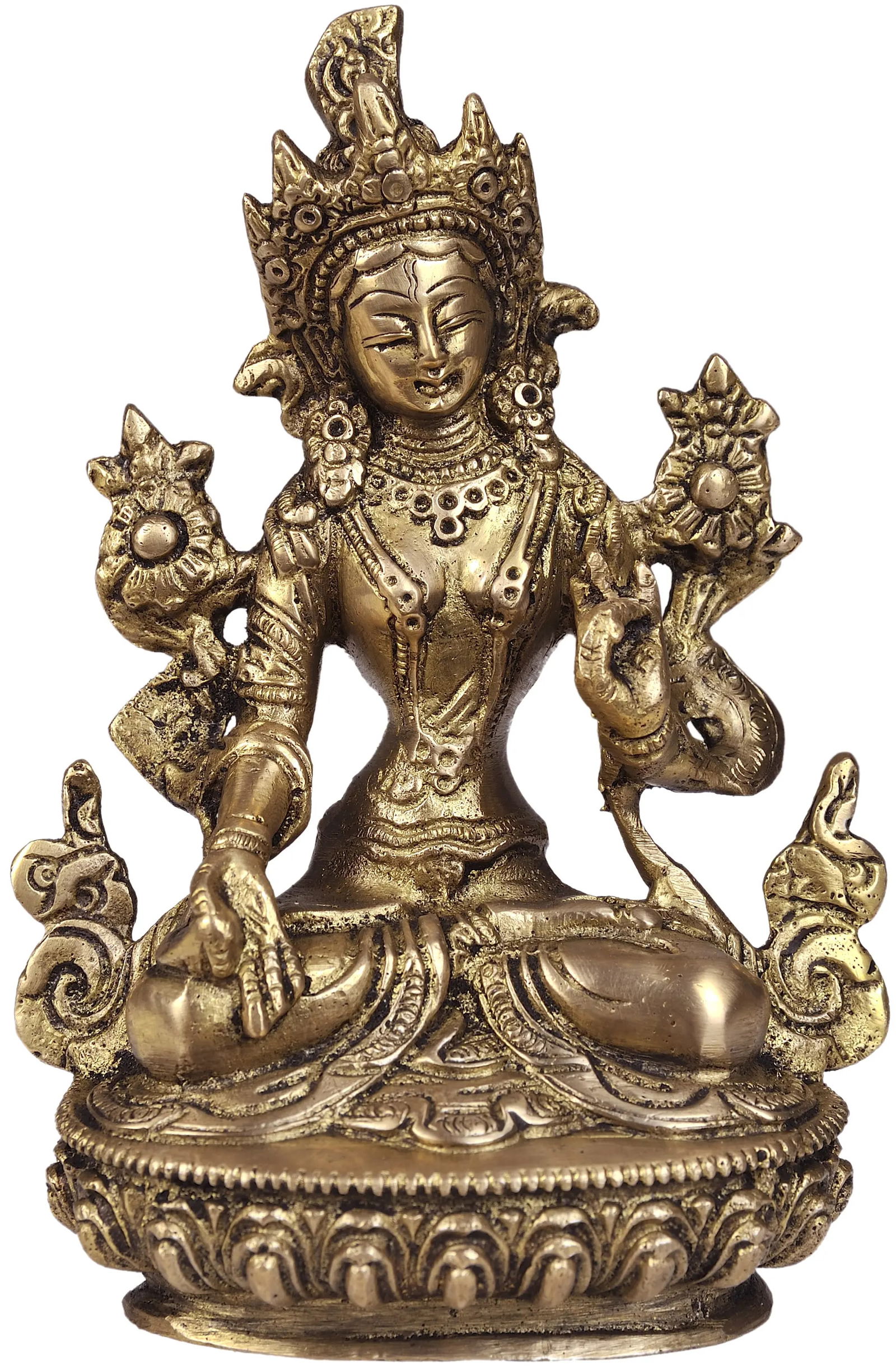 5" Tibetan Buddhist Goddess White Tara in Brass | Handmade | Made In India (1 of 1)