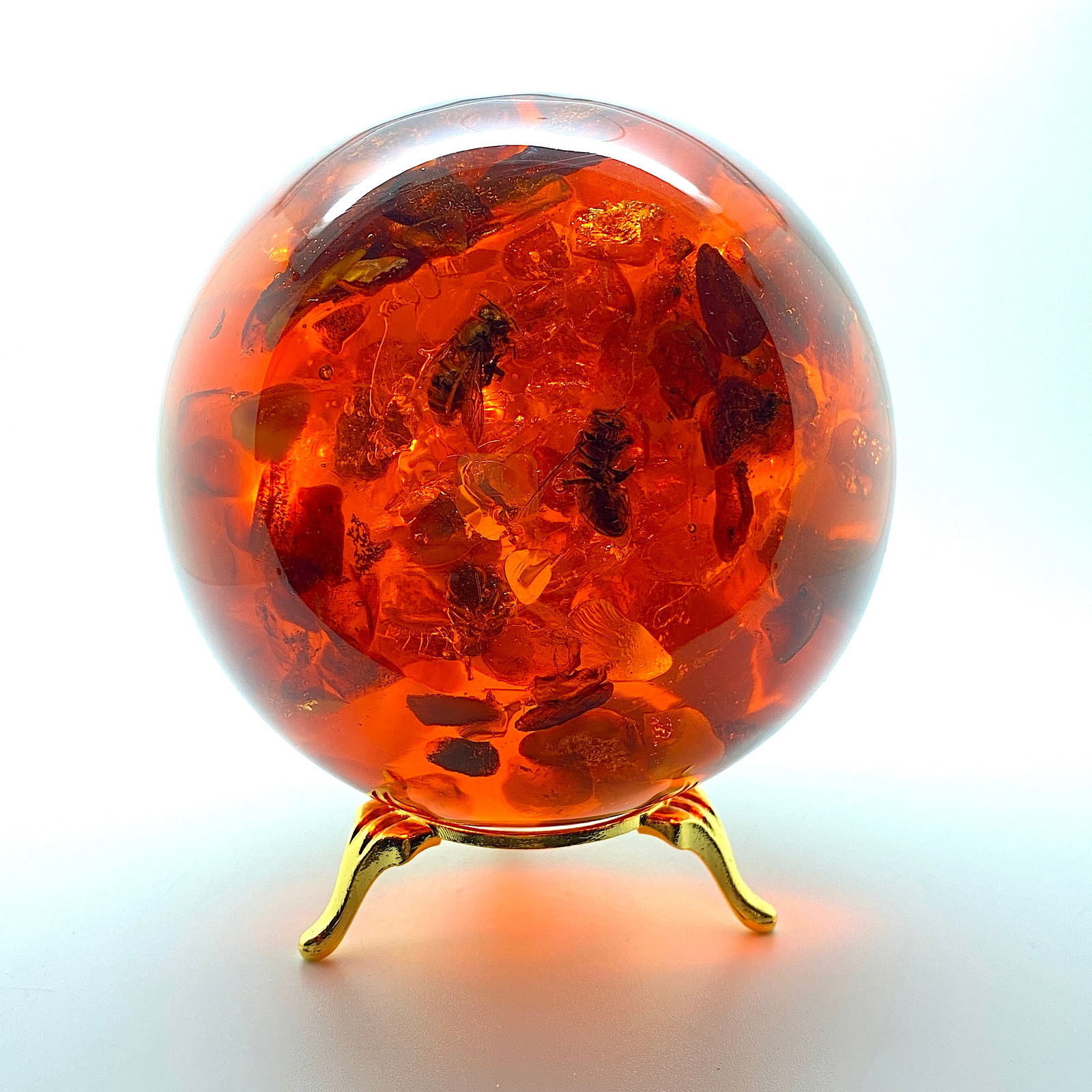 Extraordinary Amber Ball on a pedestal with insect inclusion (1 of 11)