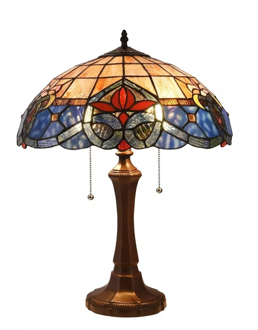 21.9" Antique Style Stained Glass Table Lamp (1 of 5)