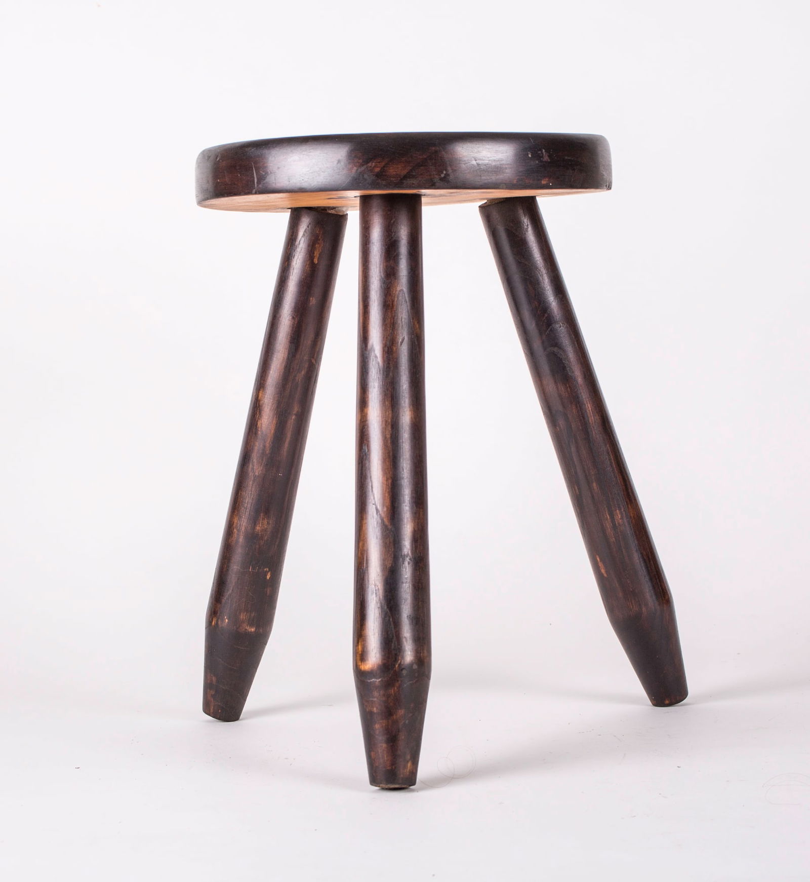 French Mid century stool manner of Perriand rustic alpine pointed feet (1 of 3)