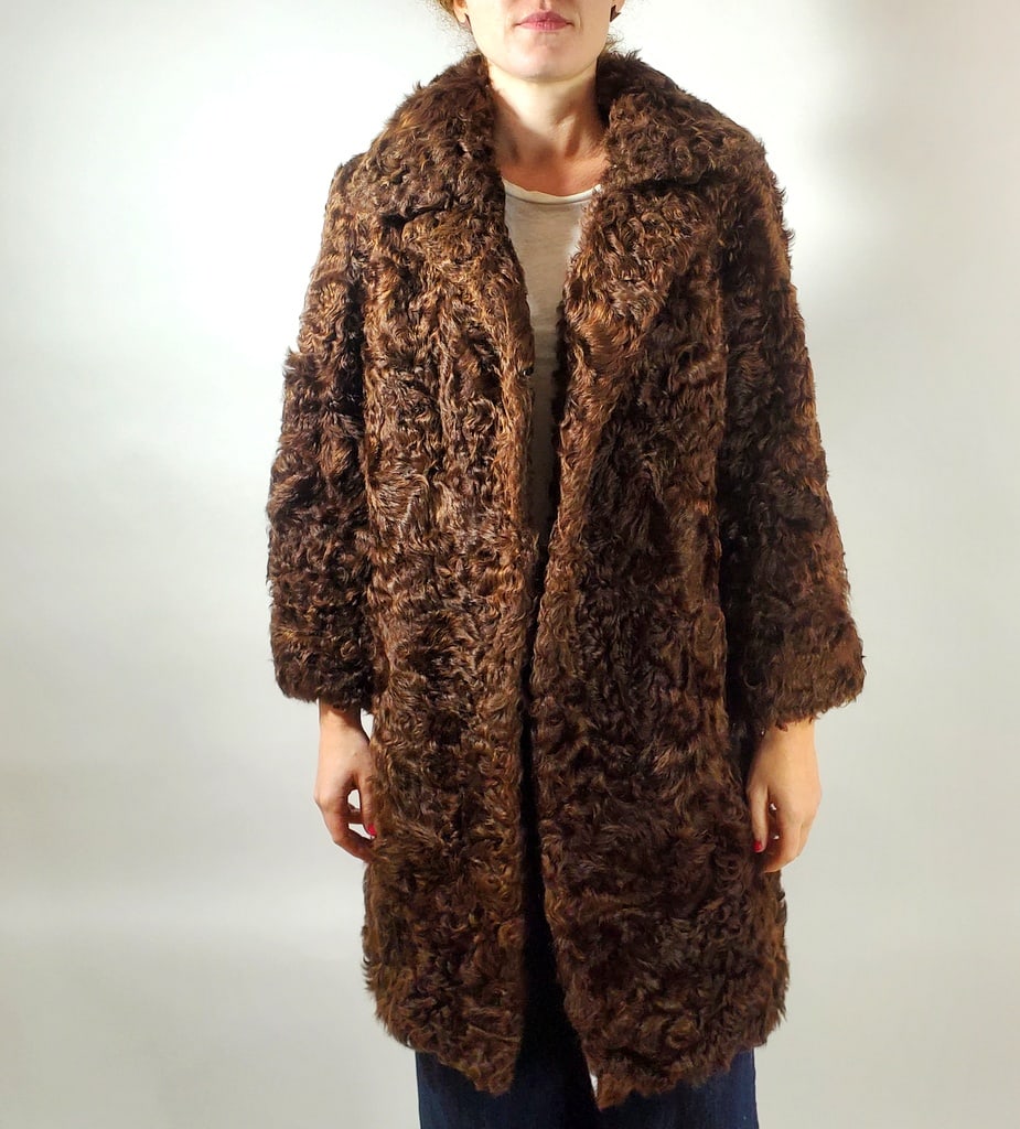 BROWN LAMB FUR COAT EU: L; US: 14 (1 of 11)
