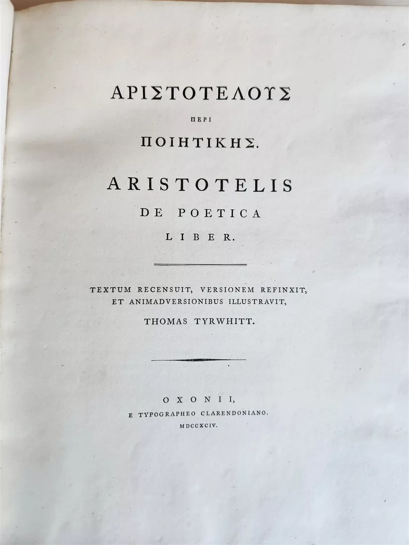 1794 ARISTOTLE DE POETICA LIBER antique FOLIO in GREEK & LATIN (1 of 9)
