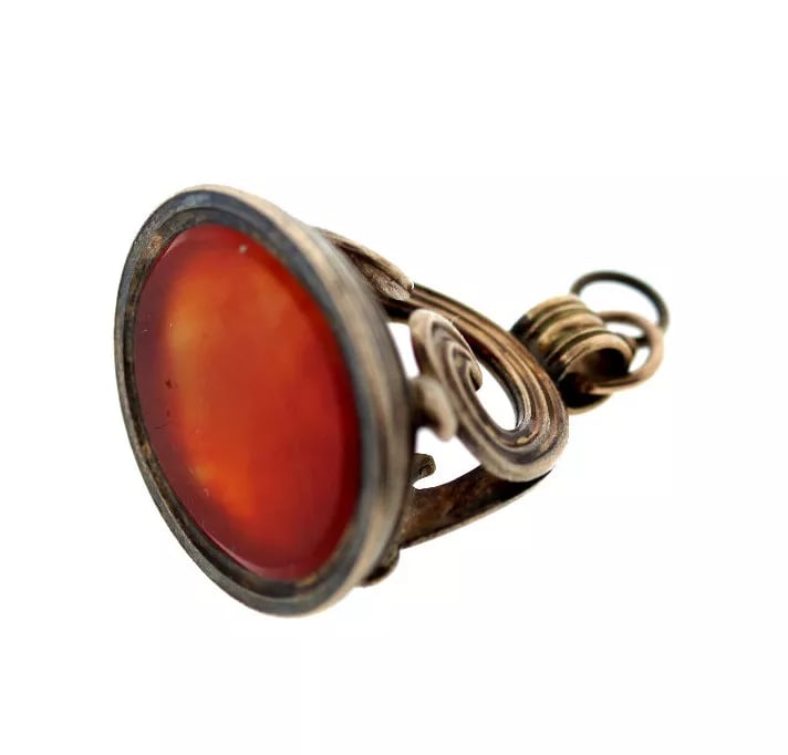 VICTORIAN C.1900 10K YELLOW GOLD FOB CHARM PENDANT UNIQUE CARNELIAN (1 of 1)