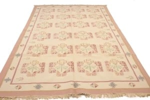 Cream Floral Dhurrie 8'7X11'7 Indian Oriental Rug (1 of 19)