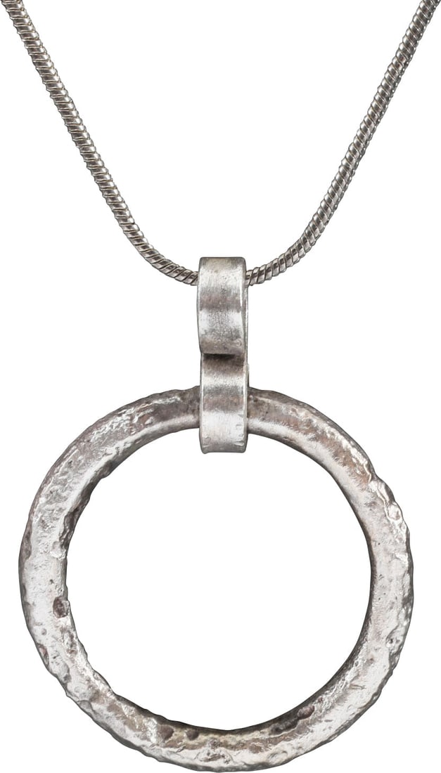 CELTIC PROSPERITY RING NECKLACE C.400-100 BC.: Before the Roman invasion of the British Isles, rings of bronze, silver, and gold were used as a means of exchange, particularly in Ireland. Most exchanges of goods and property were conducted by bart