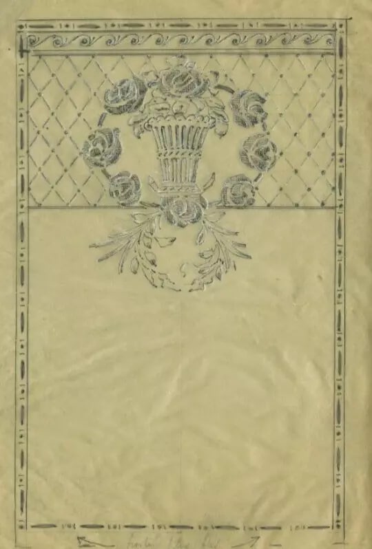 Antique Pencil Original Drawing Art Nouveau, Architecture, Flowers, Decoration: Title: Antique Pencil Original Drawing Art Nouveau, Architecture, Flowers, Decoration Description: Pencil on paper 20.5 x 23.5 cm / 8.07 x 9.25 inches stains, folds ref: 6 Reserve: $40.00 <