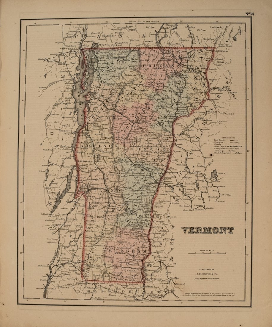 1855 Colton Map of Vermont -- Vermont (1 of 1)