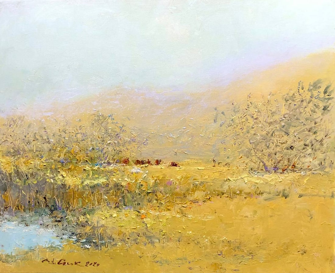 Oil painting Tyrlo, Khadzhibey estuary Andrii G.: 18Guk Painter: Andrii G. Sіze: 50x60 cm/ 19.68x23.62 inches Components: oil, canvas Original painting CONDITION: exellent ERA:2020 ARTIST: In 1984, he graduated from the Art and Graphic Departme