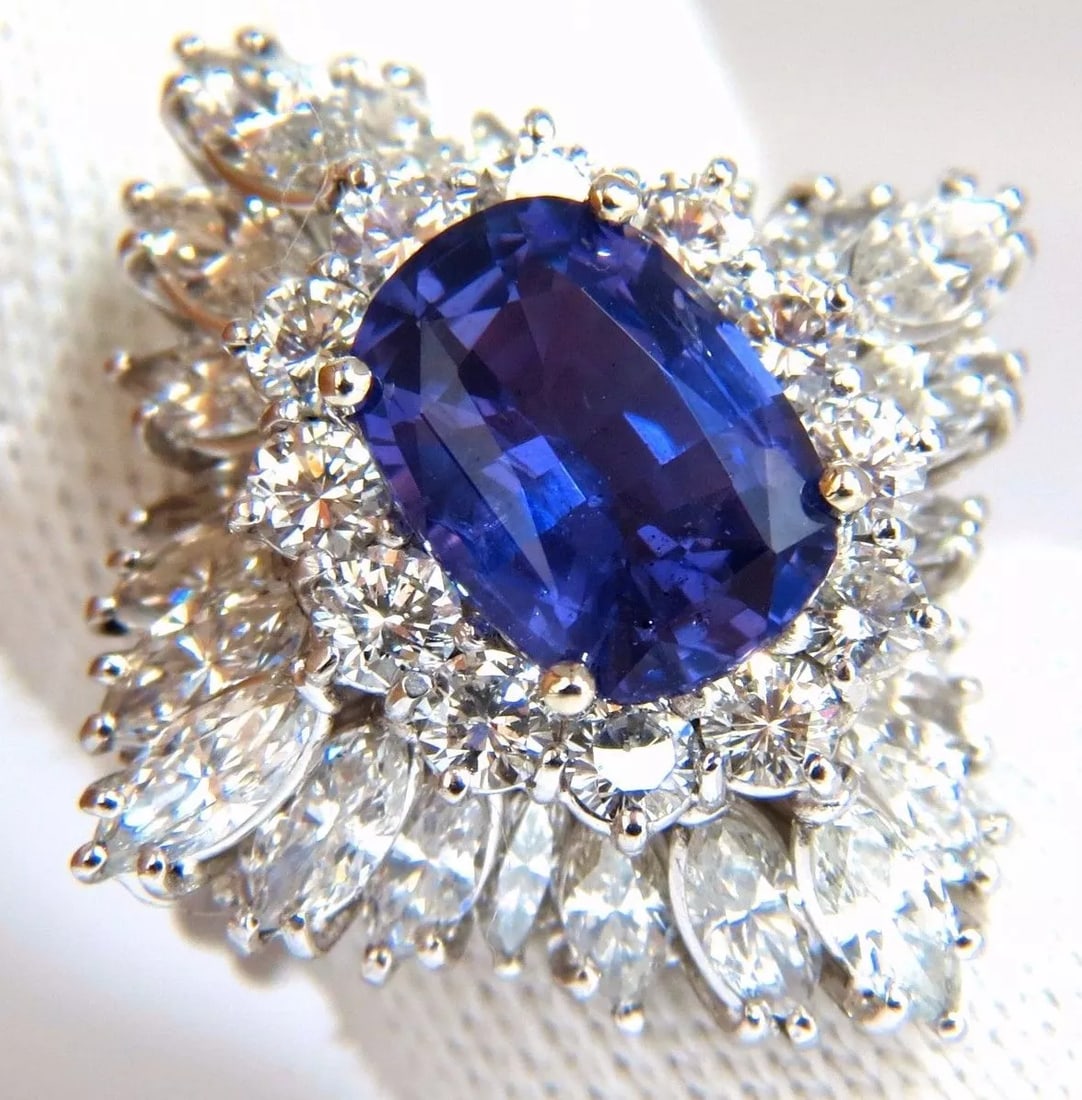 GIA 7.87CT NATURAL NO HEAT VIVID PURPLE SAPPHIRE DIAMOND RING PLATINUM+ (1 of 7)