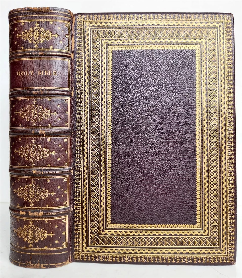 1864 BIBLE in ENGLISH antique DECORATIVE BINDING OLD & NEW TESTAMENT (1 of 9)