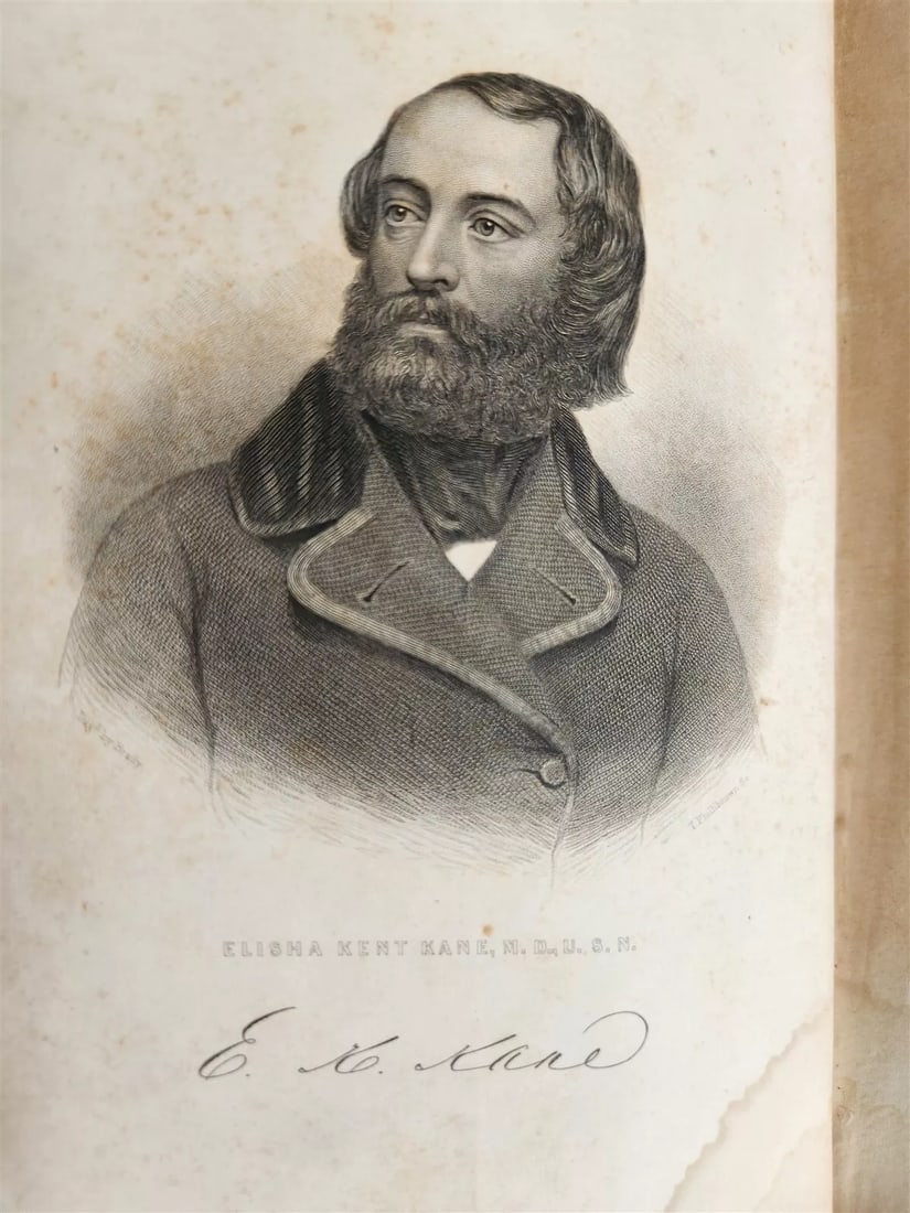 1858 BIOGRAPHY OF ELISHA KENT KANE antique TRAVELS expedition to the Arctic (1 of 9)