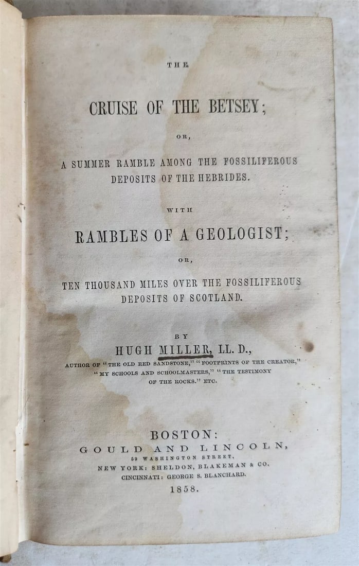 1858 THE CRUISE OF THE BETSEY 10,000 Miles Over Fossiliferous Deposits Antique (1 of 4)