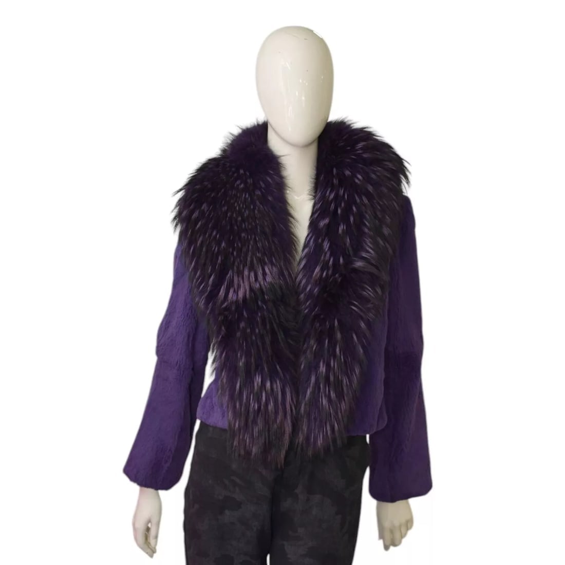 Versace Classic V2 Purple Fur Open Front Jacket w. Pockets size 42 (1 of 8)
