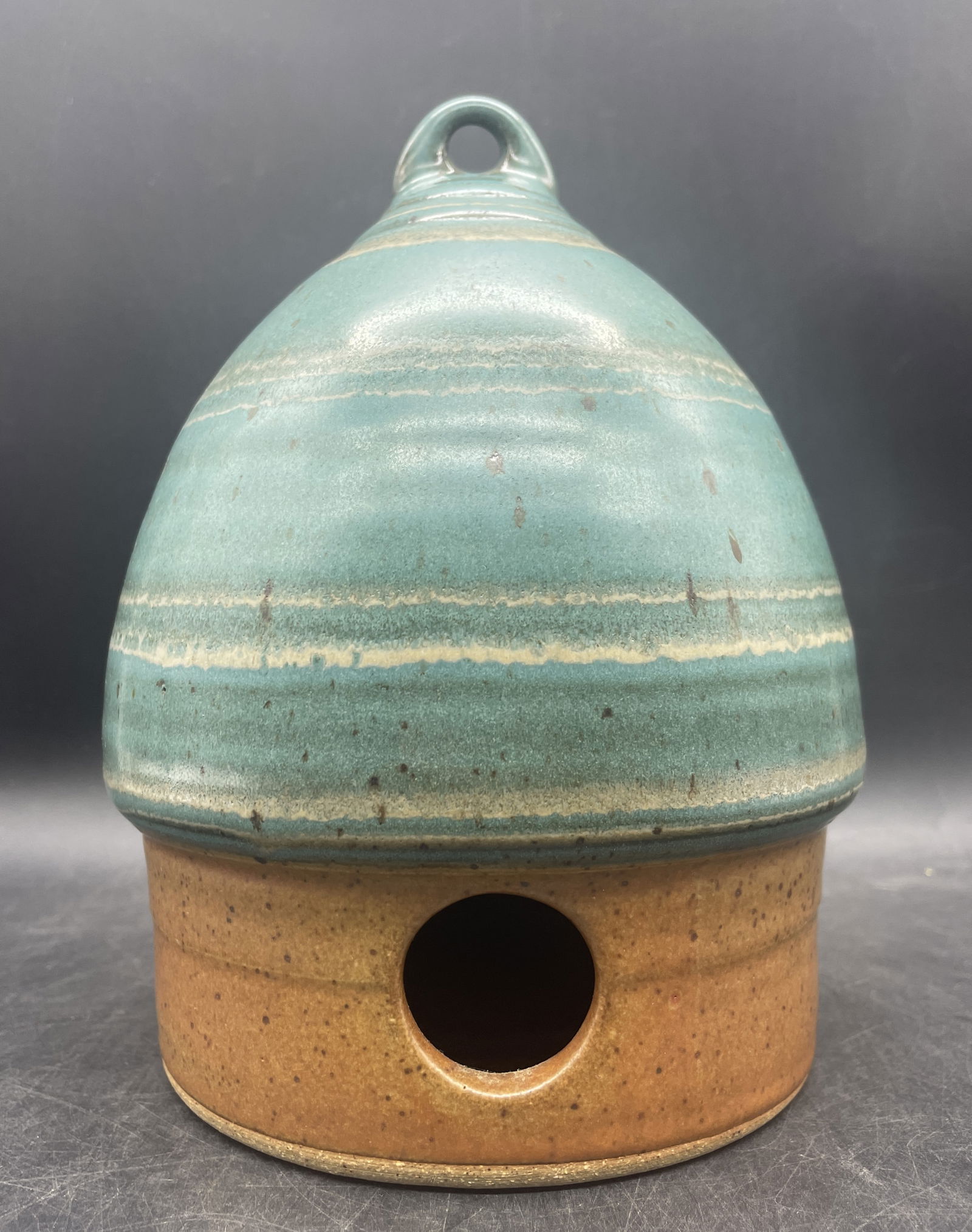 Studio Art Pottery Birdhouse Turquoise (1 of 8)