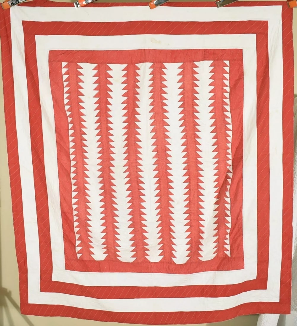 1880's Red & White "Tree Everlasting" Quilt (1 of 7)