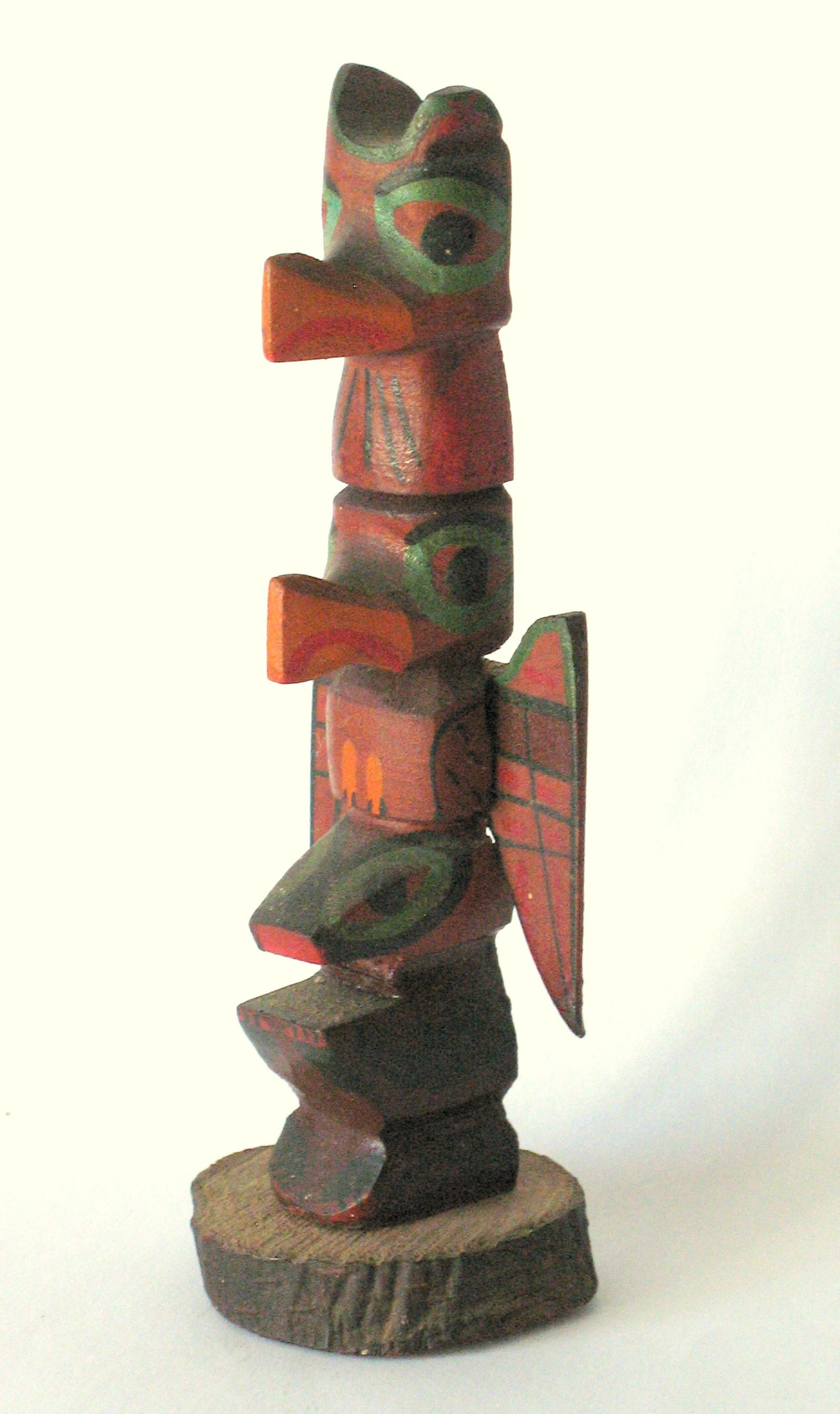 Vintage folk art wood carved totem pole. (1 of 3)