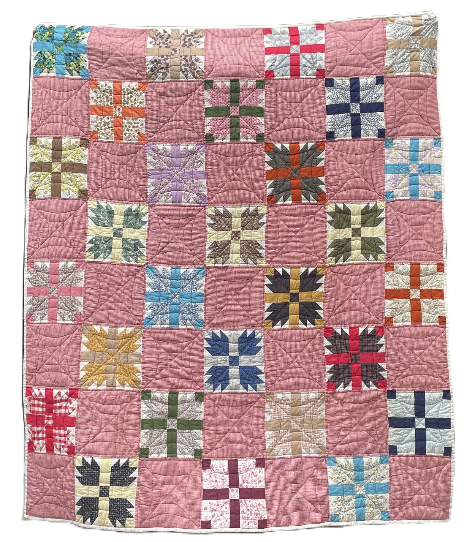 Primitive Hand Sewn Patch work Quilt, Good Shape (1 of 8)