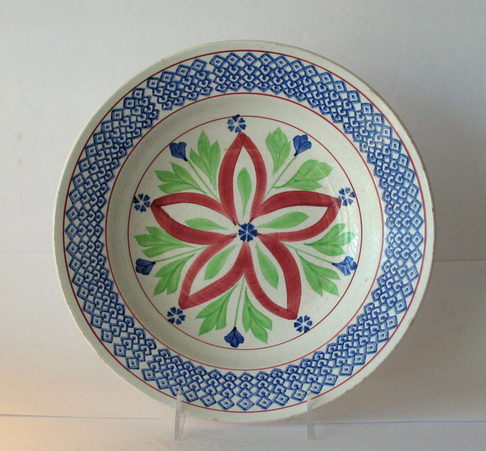 Colorful antique stick spatter decorated bowl (1 of 4)