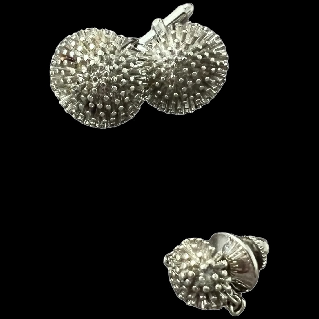 Vintage Mid century Modern Sterling Silver Mens cufflink and Tie pin set (1 of 7)